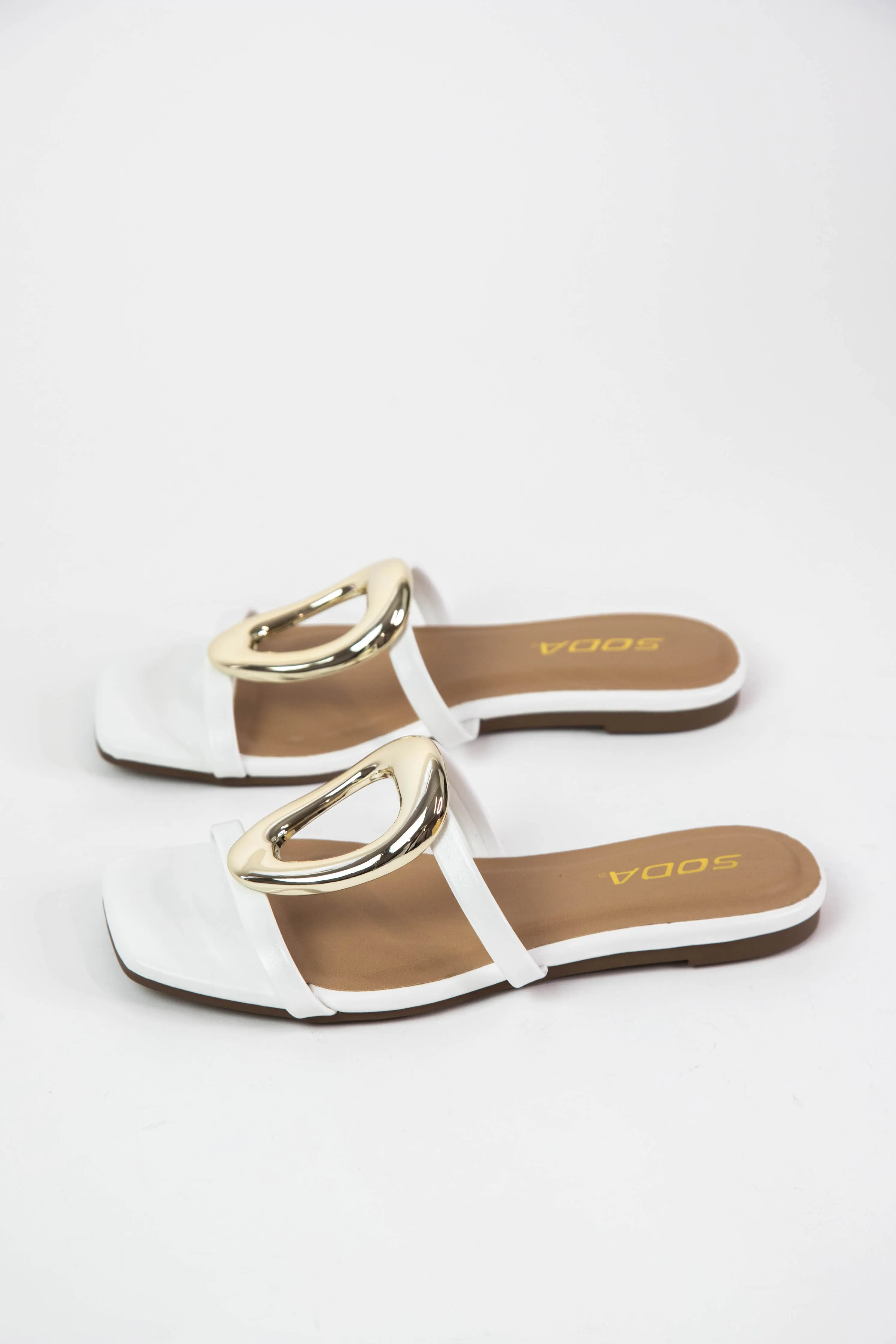 Distant Abstract Accent Sandal, White PU sold by North & Main Clothing Company