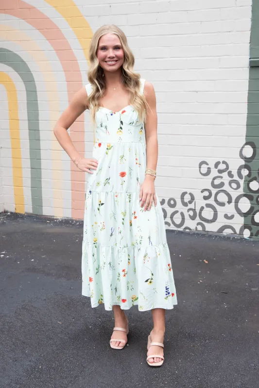 Collins Sleeveless Floral Midi Dress, Mint Mix sold by North & Main Clothing Company