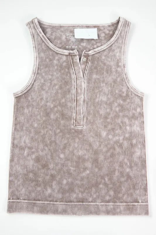 Joanna Washed Seamless Tank Top, Mocha sold by North & Main Clothing Company