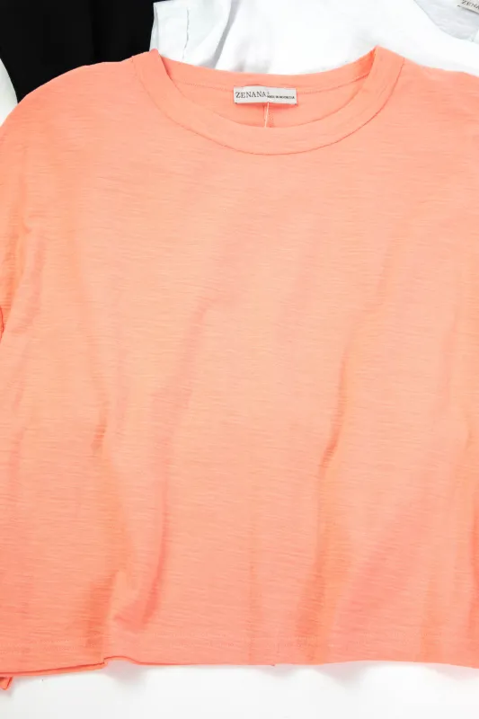 Camilla Cotton Slub Tee, Coral sold by North & Main Clothing Company