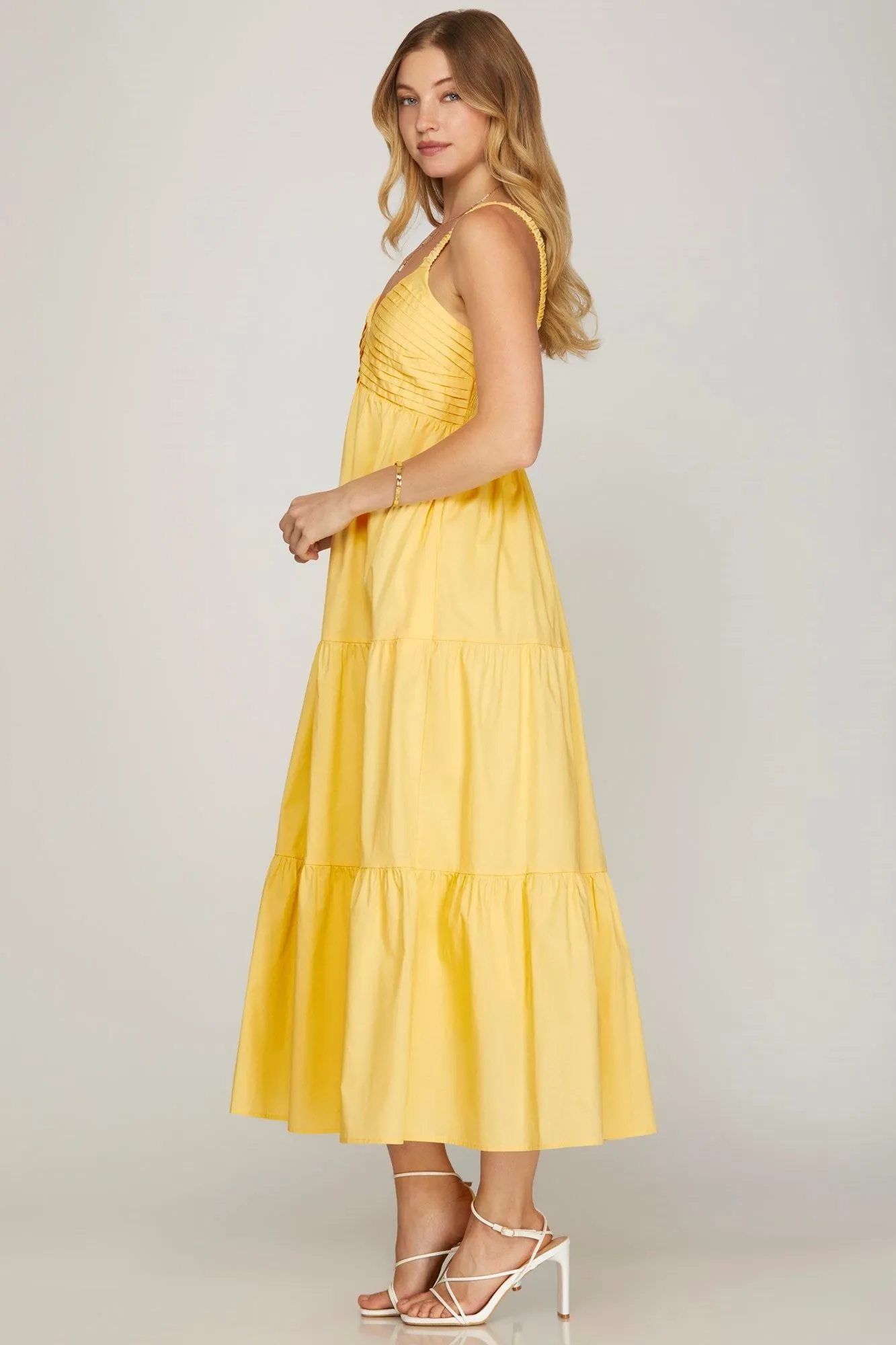Lena Pintuck Detail Maxi Dress, Light Yellow sold by North & Main Clothing Company product image thumbnail 3