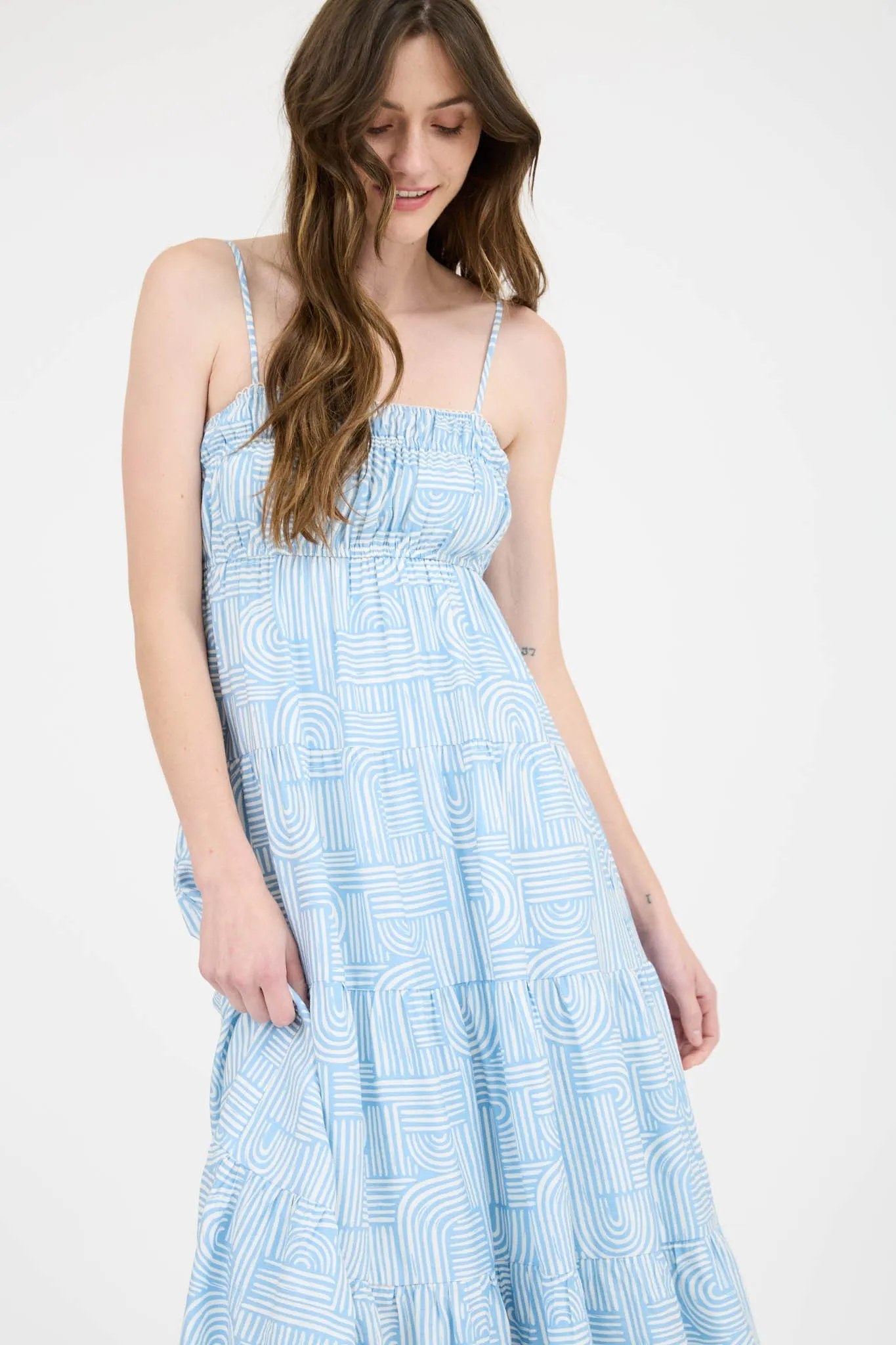 Viviana Abstract Print Midi Dress, Light Blue sold by North & Main Clothing Company product image thumbnail 2