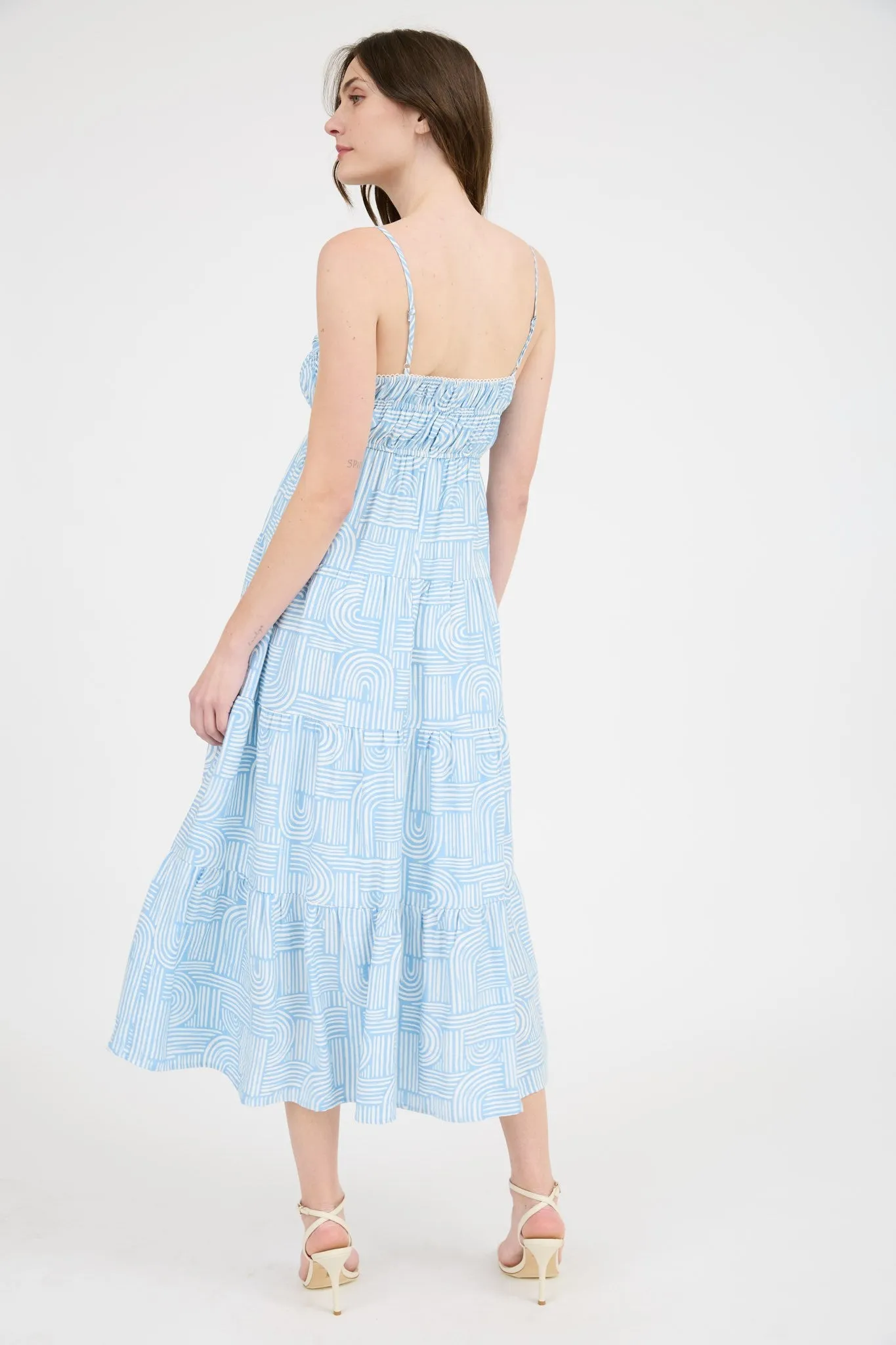 Viviana Abstract Print Midi Dress, Light Blue sold by North & Main Clothing Company product image thumbnail 4