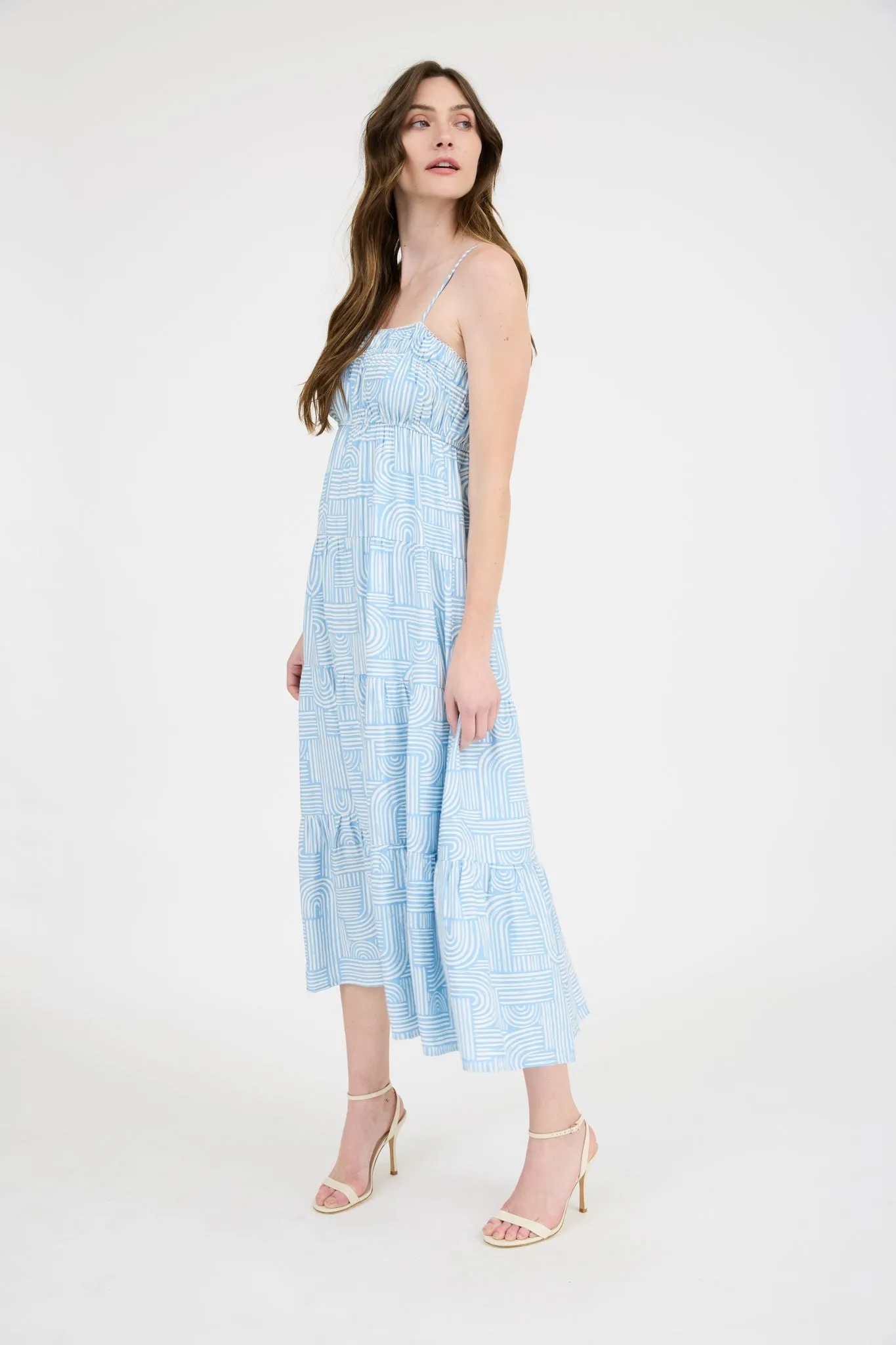 Viviana Abstract Print Midi Dress, Light Blue sold by North & Main Clothing Company product image thumbnail 3