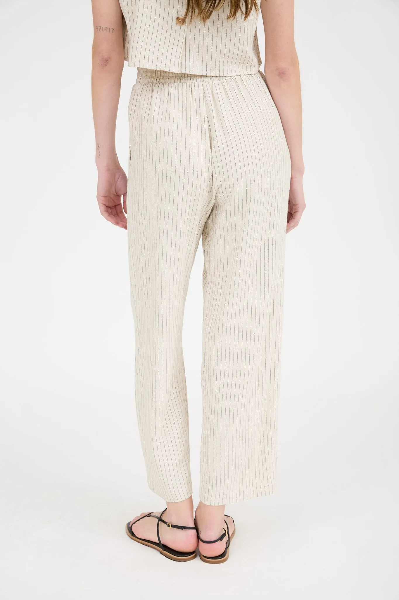 Nicole Pinstriped Linen Pants, Natural sold by North & Main Clothing Company product image thumbnail 4