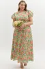 Sunny Floral Puff Sleeve Maxi Dress, Marigold | Extended Sizes sold by North & Main Clothing Company