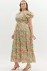 Sunny Floral Puff Sleeve Maxi Dress, Marigold | Extended Sizes sold by North & Main Clothing Company