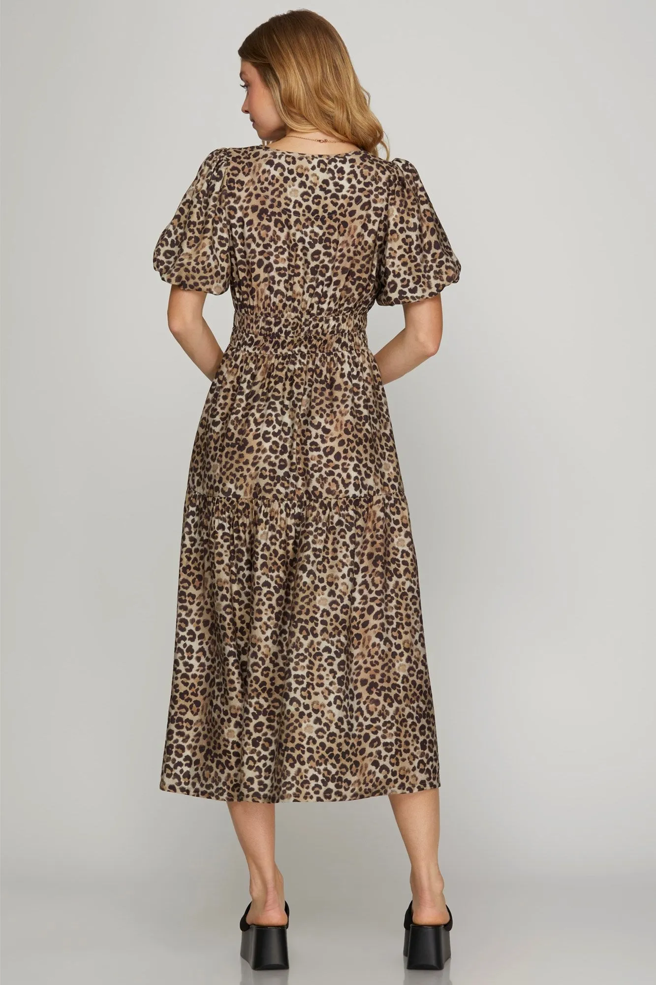 Destiny Split Neck Printed Dress, Mocha sold by North & Main Clothing Company product image thumbnail 5