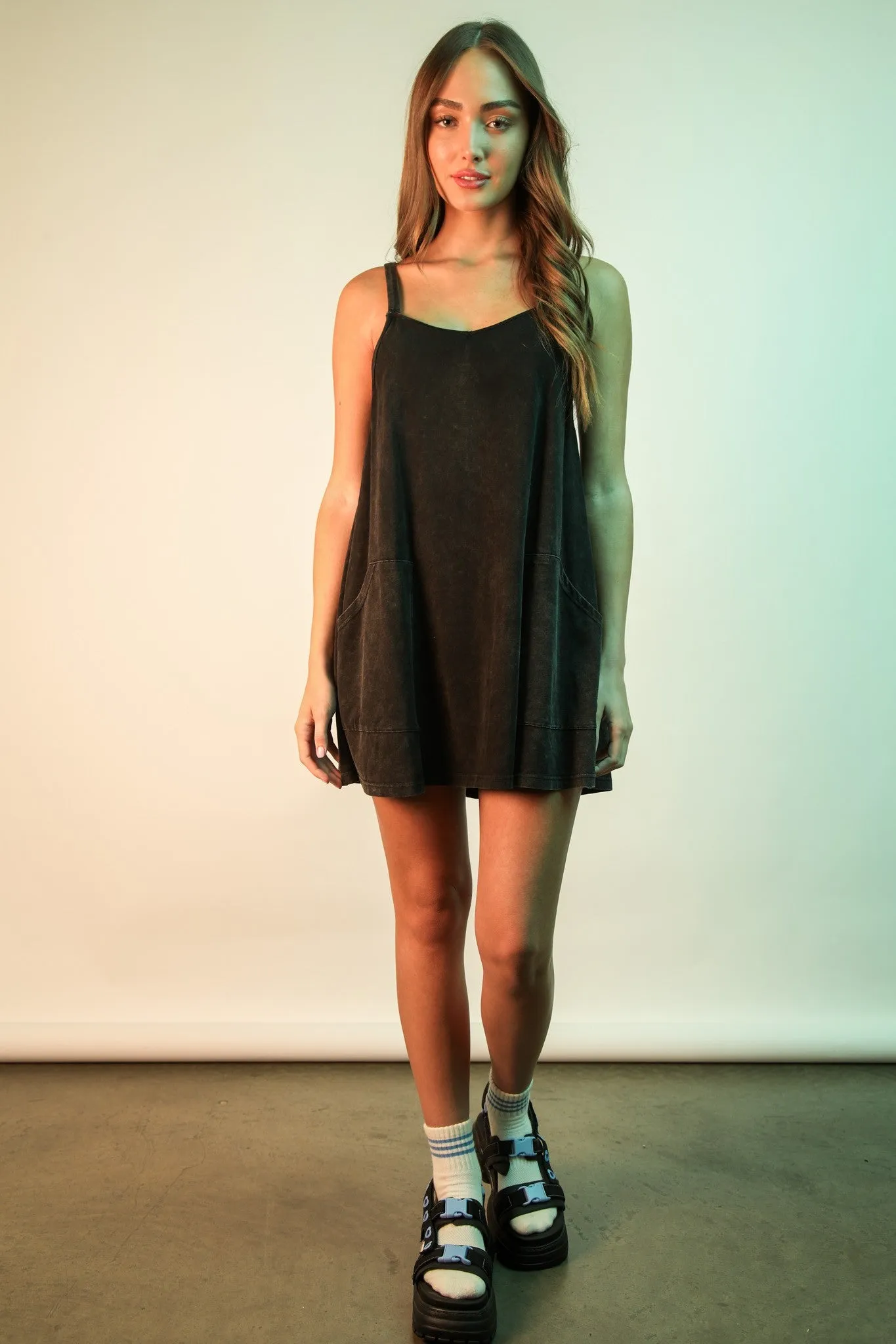 Lana Mineral Washed Mini Dress, Black sold by North & Main Clothing Company product image thumbnail 2