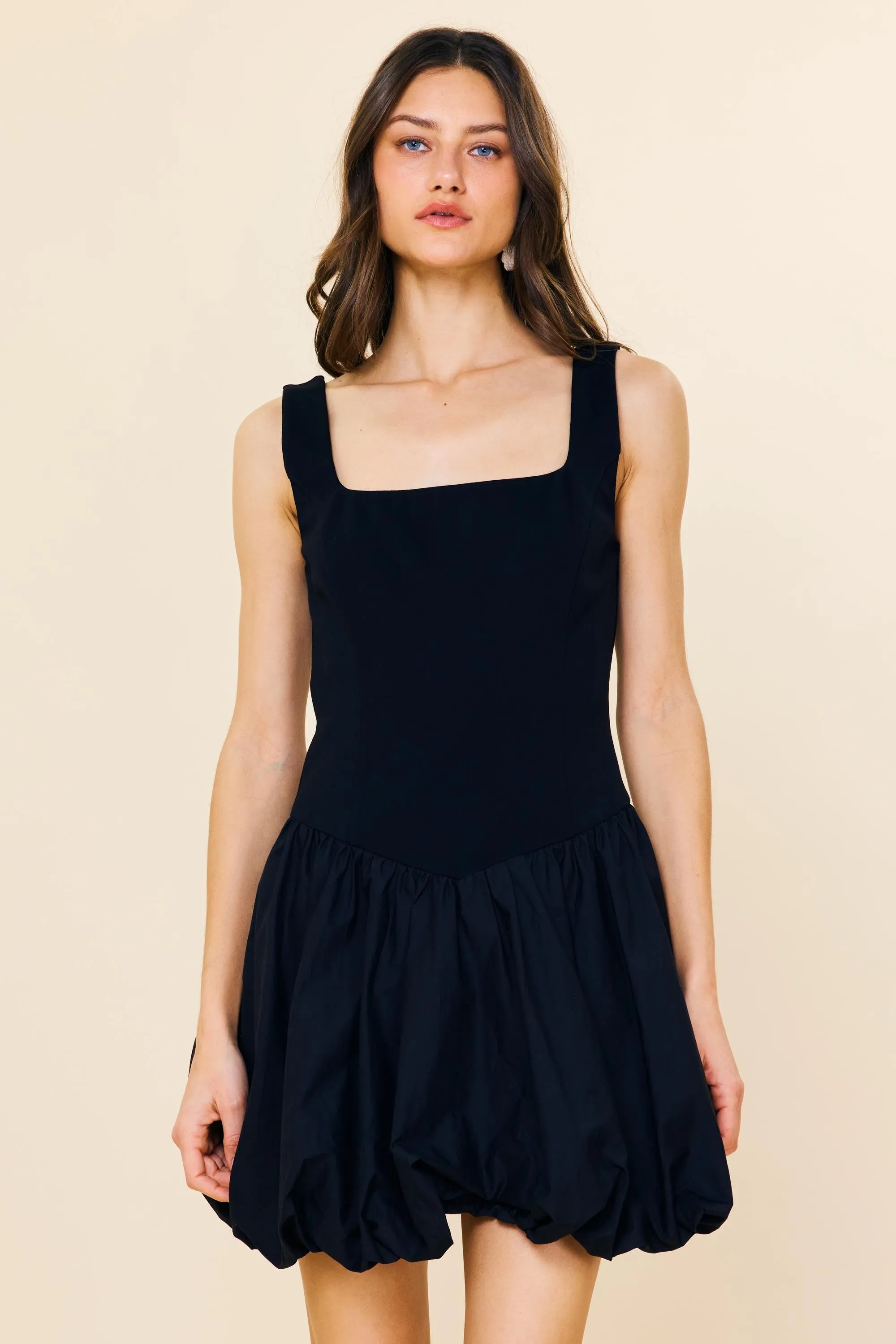Rosie Bubble Hem Drop Waist Dress, Black sold by North & Main Clothing Company