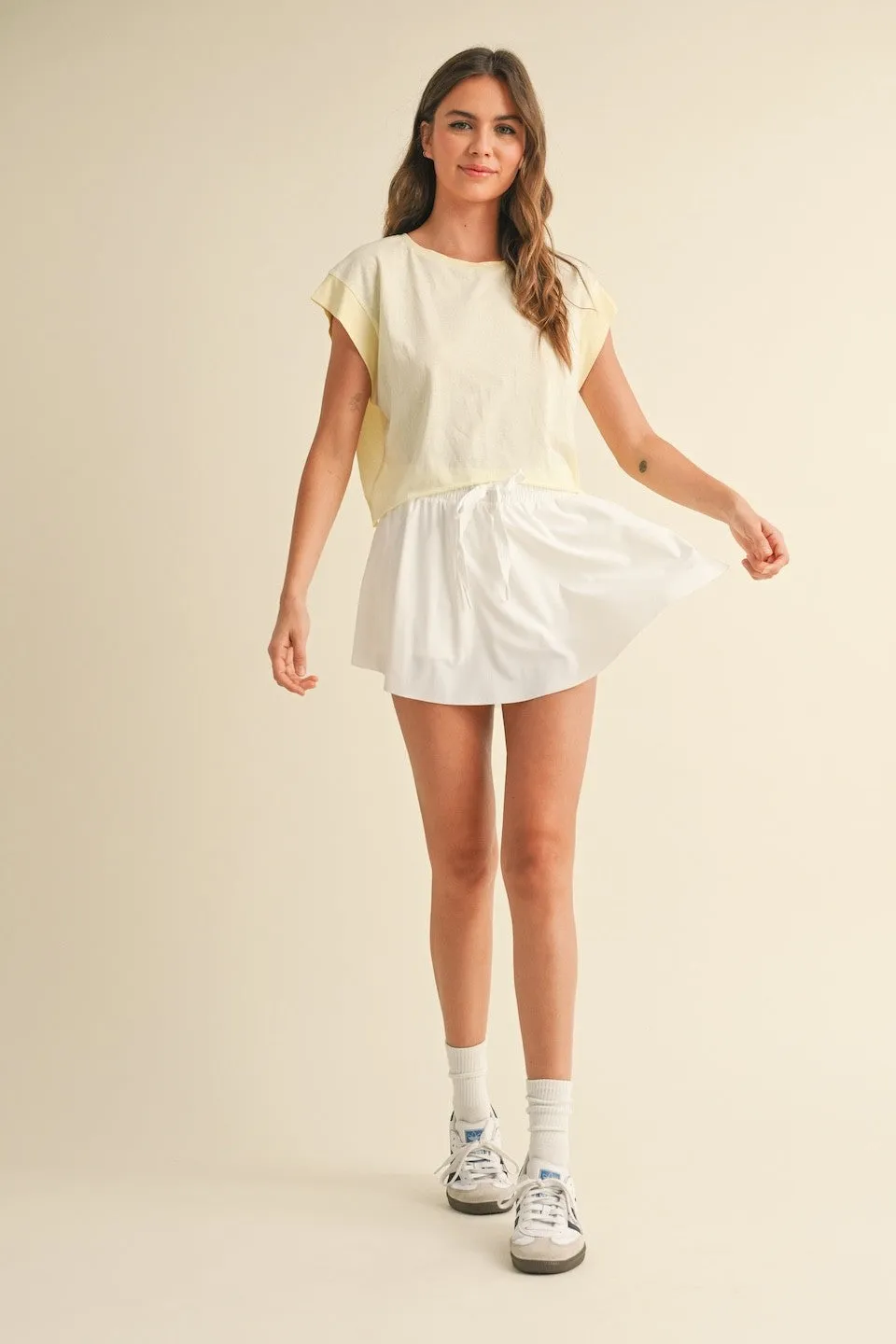 Jamie Cutout Back Raw Hem Tee, Lime sold by North & Main Clothing Company product image thumbnail 3