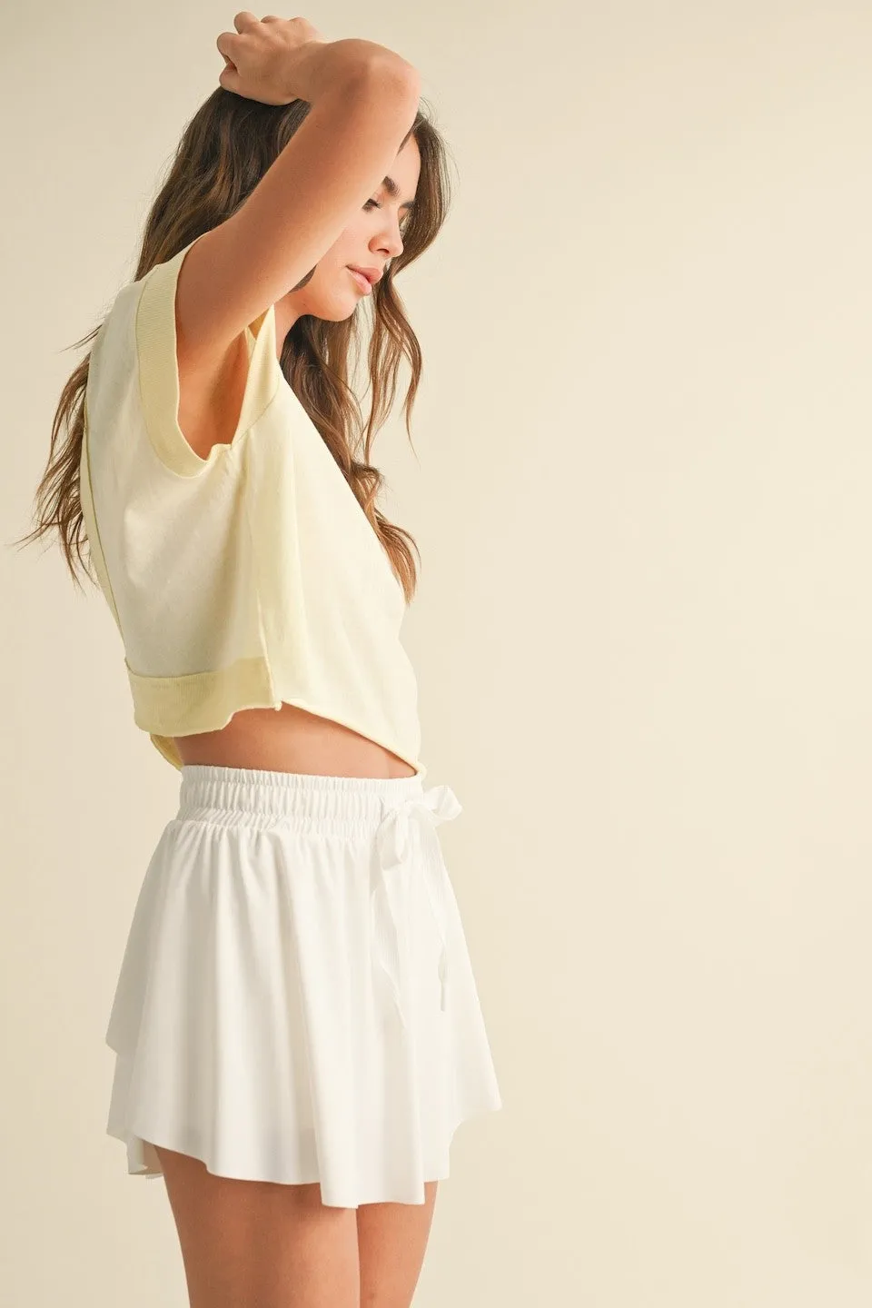 Jamie Cutout Back Raw Hem Tee, Lime sold by North & Main Clothing Company product image thumbnail 4