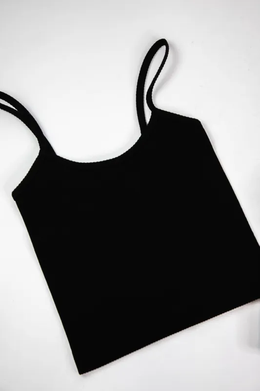 Adelaide Ribbed Crop Cami, Black sold by North & Main Clothing Company