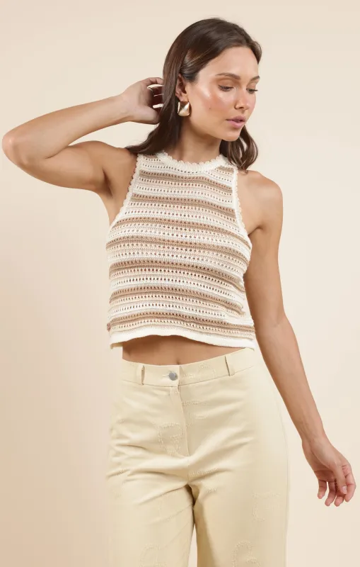 Tisha Striped Sweater Tank, Cream Multi | Sadie & Sage sold by North & Main Clothing Company