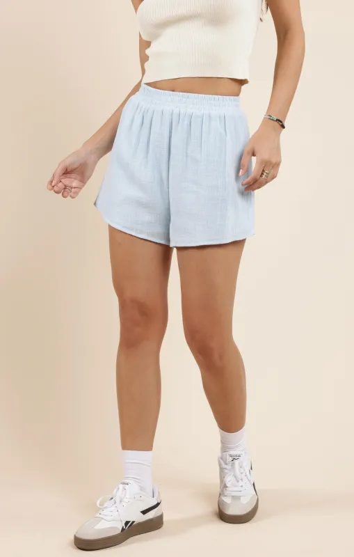 So Cal Elastic Waist Shorts, Powder Blue | Sadie & Sage made by Sadie & Sage