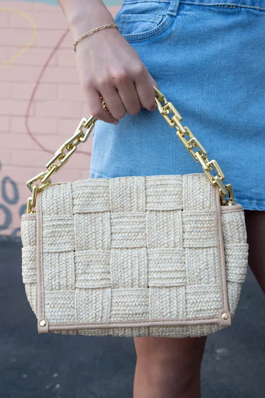Lilliana Straw Woven Bag, Natural sold by North & Main Clothing Company