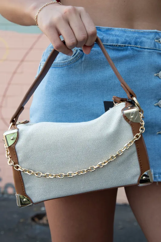 Gracelynn Box Bag, Beige/Brown made by North & Main Clothing Company