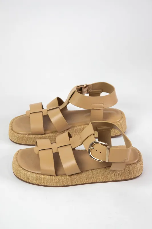 Mayven Square Toe Gladiator Sandal, Natural Crinkle PU sold by North & Main Clothing Company