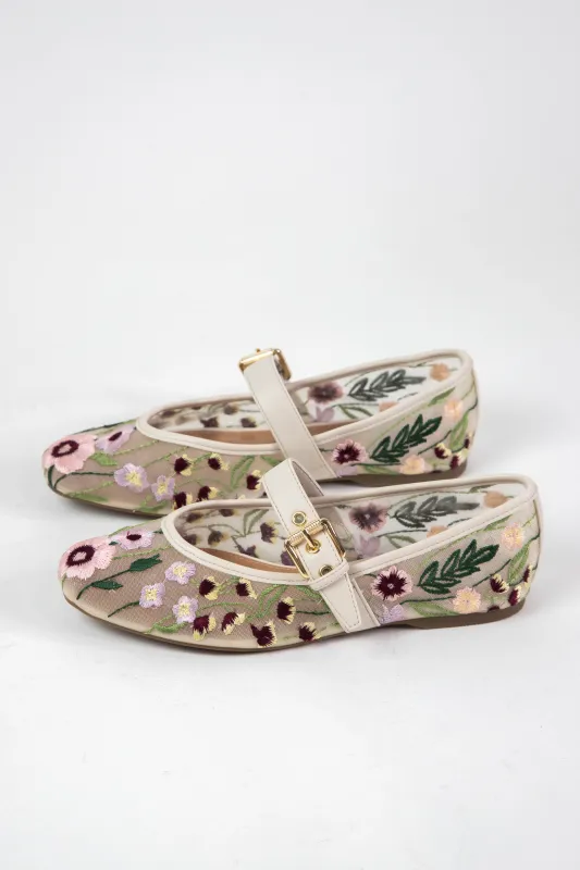 Mulaney Embroidered Mesh Flat, Ivory Floral | DV by Dolce Vita sold by North & Main Clothing Company