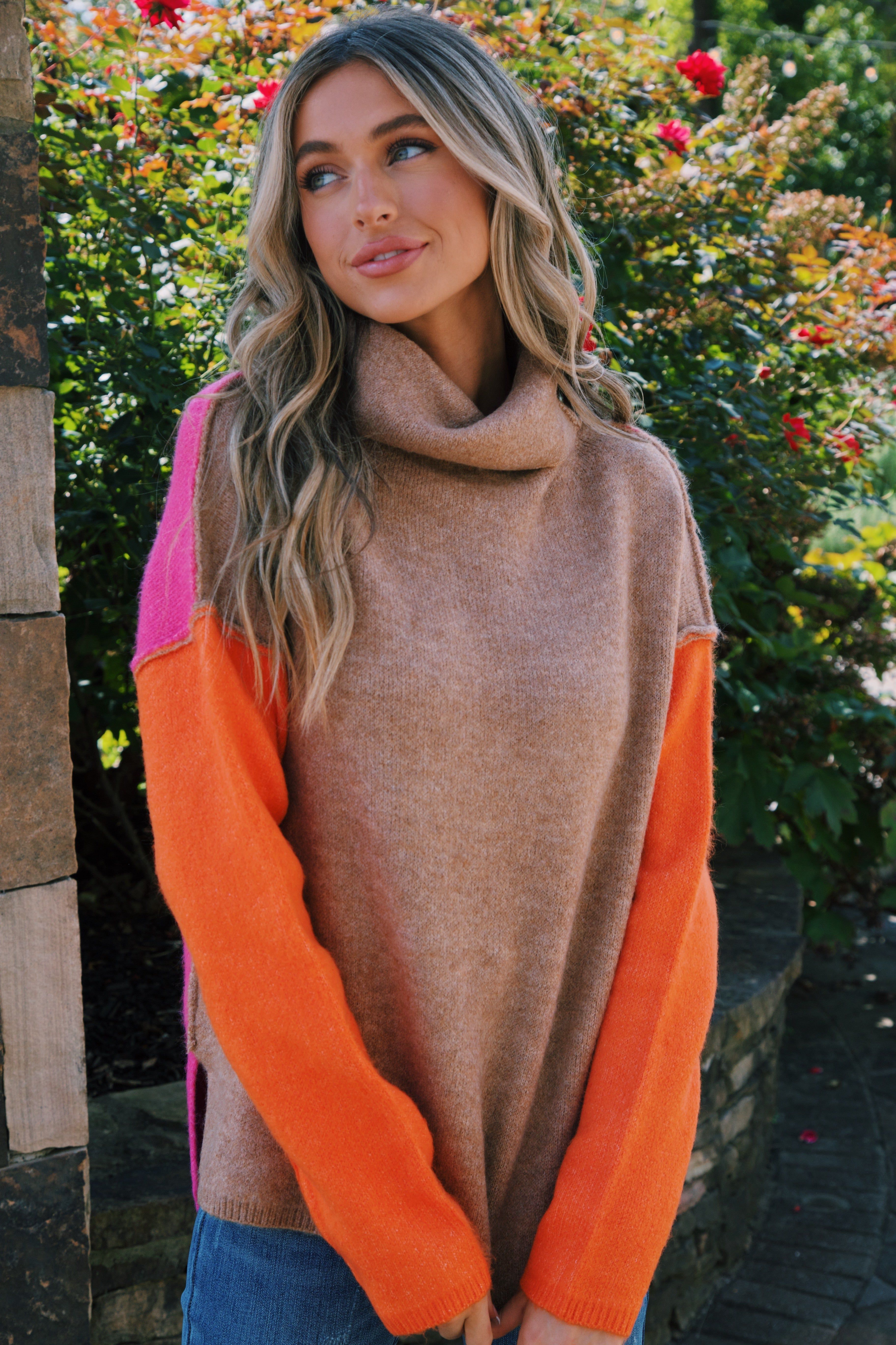 Velma Colorblock Sweater, Pink Combo sold by North & Main Clothing Company