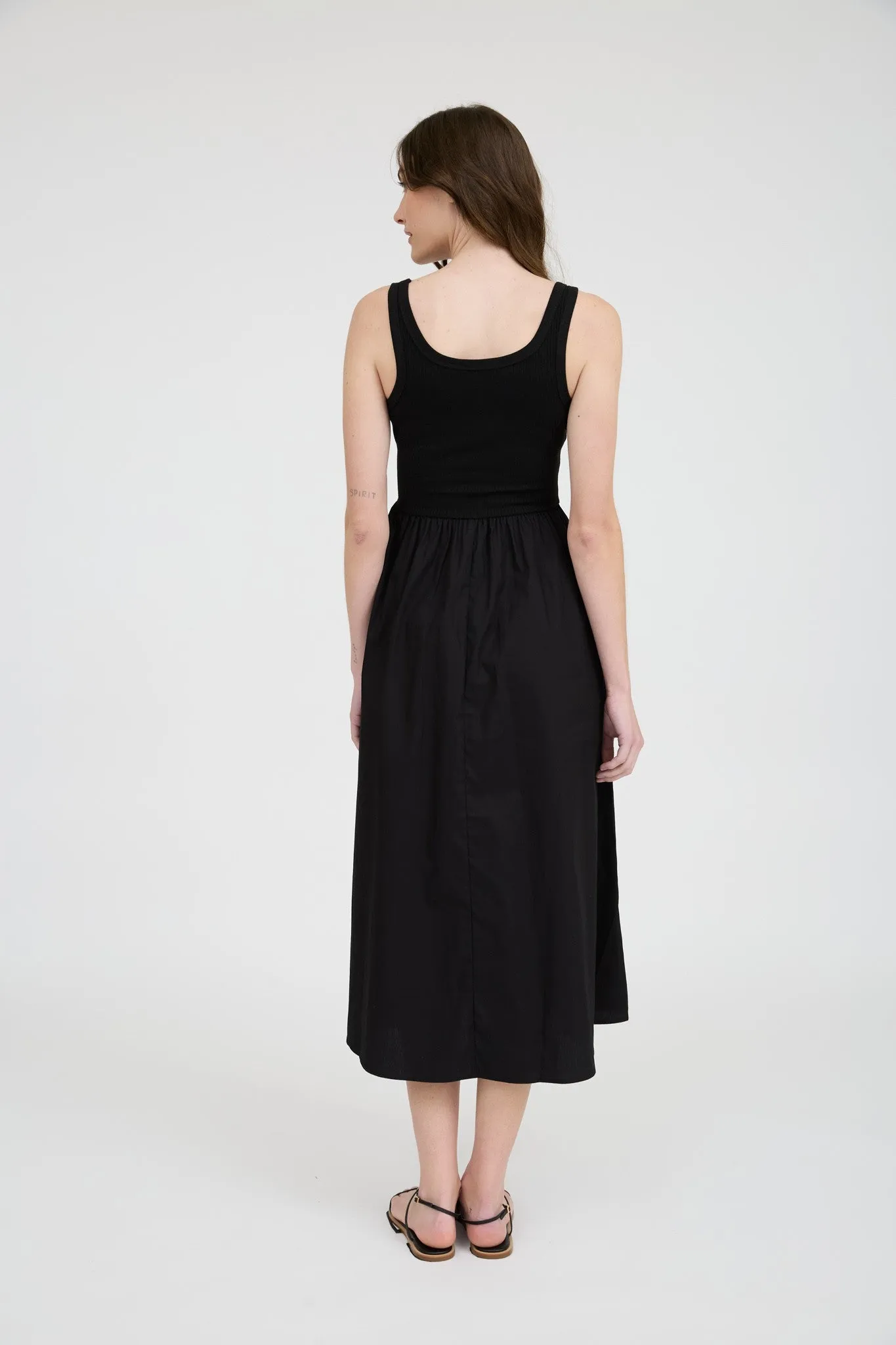 Rhea Mixed Media Midi Dress, Black sold by North & Main Clothing Company product image thumbnail 4