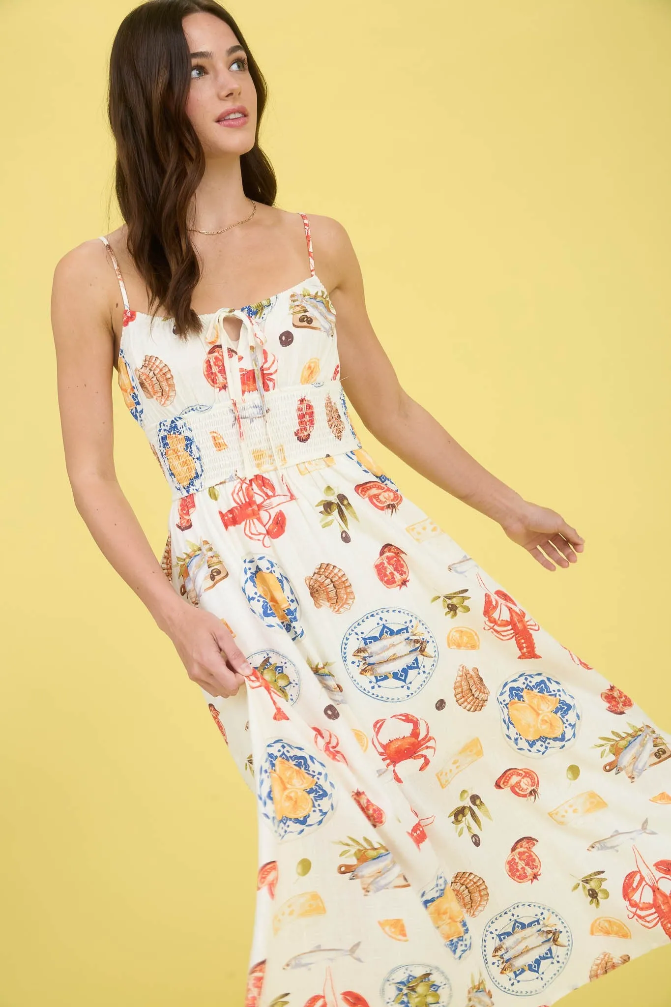 Faye Seaside Lunch Midi Dress, Ivory Multi sold by North & Main Clothing Company product image thumbnail 3