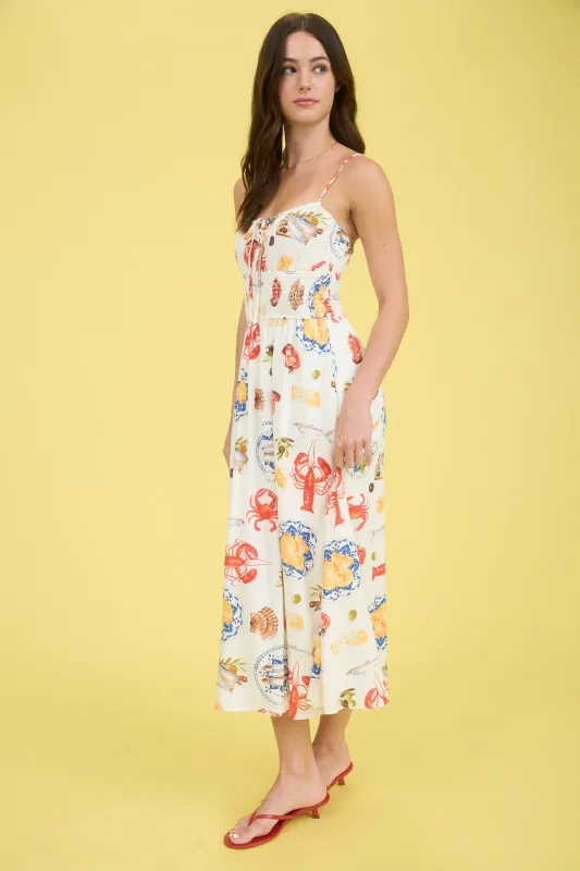 Faye Seaside Lunch Midi Dress, Ivory Multi sold by North & Main Clothing Company