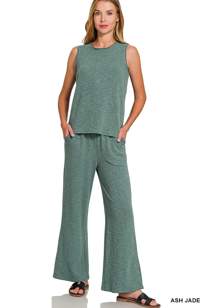 Calliope Cotton Slub Pants, Ash Jade sold by North & Main Clothing Company