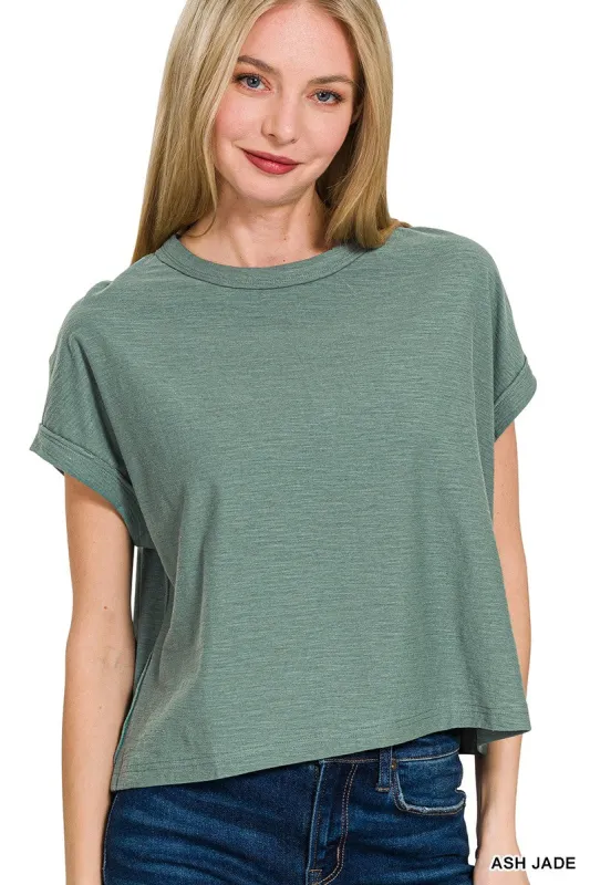 Camilla Cotton Slub Tee, Ash Jade sold by North & Main Clothing Company