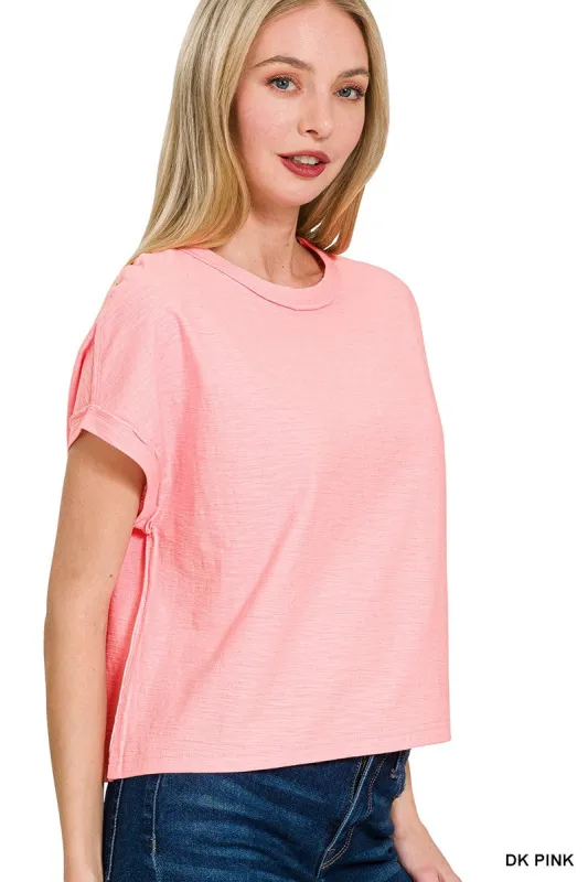 Camilla Cotton Slub Tee, Dark Pink sold by North & Main Clothing Company