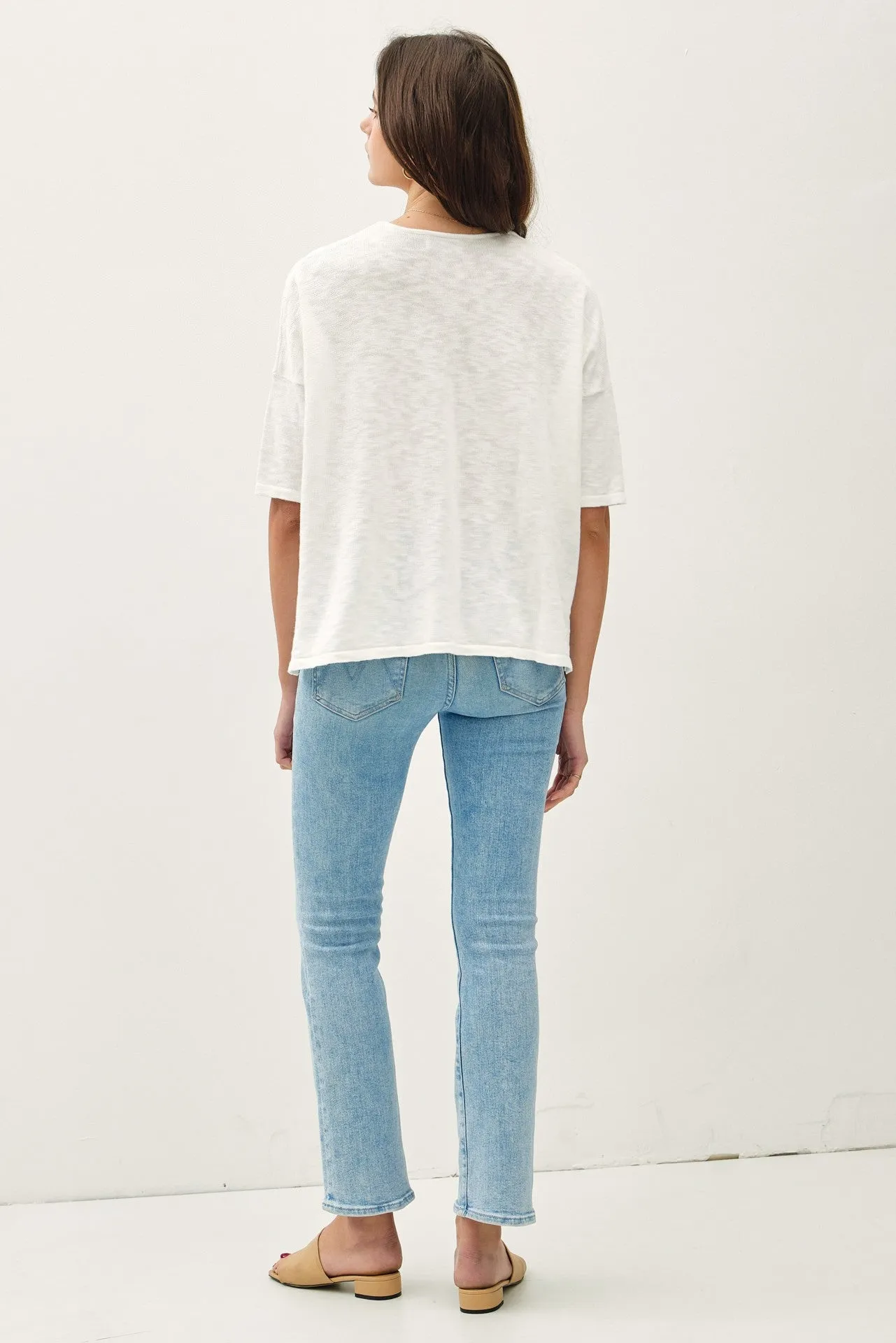 Lyra Cotton Slub V-Neck Tee, Off White sold by North & Main Clothing Company product image thumbnail 4