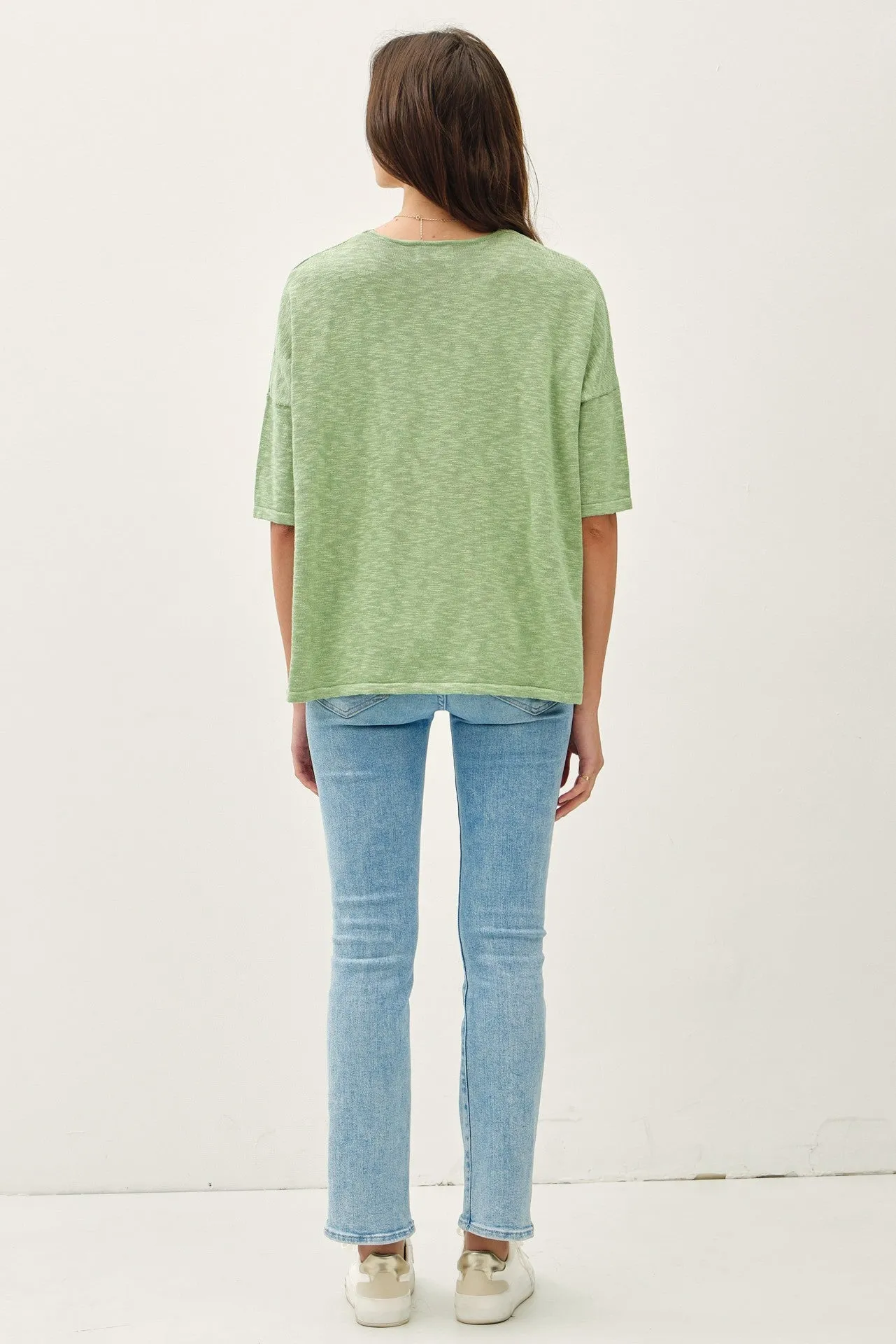 Lyra Cotton Slub V-Neck Tee, Apple Mint sold by North & Main Clothing Company product image thumbnail 4