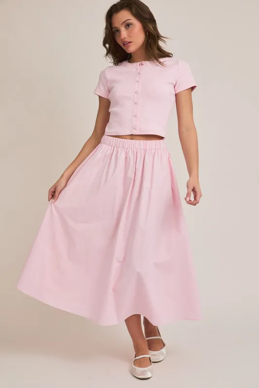 Ari Contrast Button Down Crop Top, Light Pink sold by North & Main Clothing Company