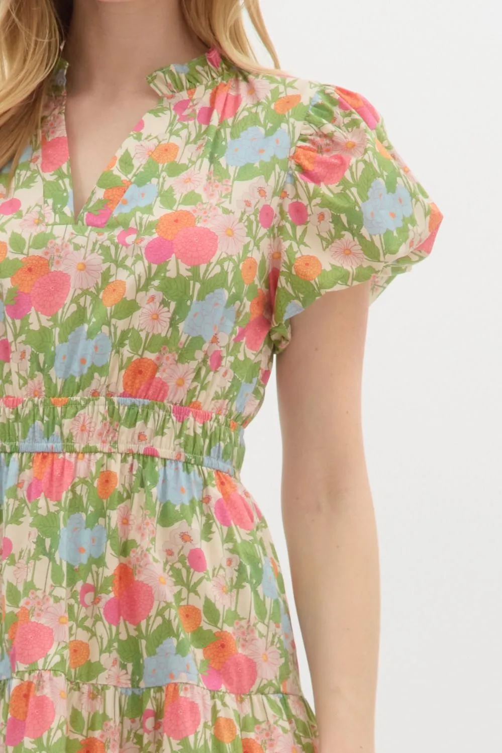 Sunny Floral Puff Sleeve Maxi Dress, Marigold sold by North & Main Clothing Company product image thumbnail 4
