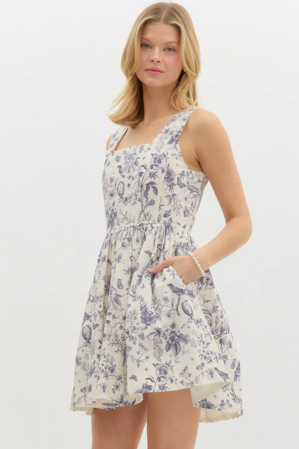 Skye Floral Corset Mini Dress, Blue Grey sold by North & Main Clothing Company product image thumbnail 4