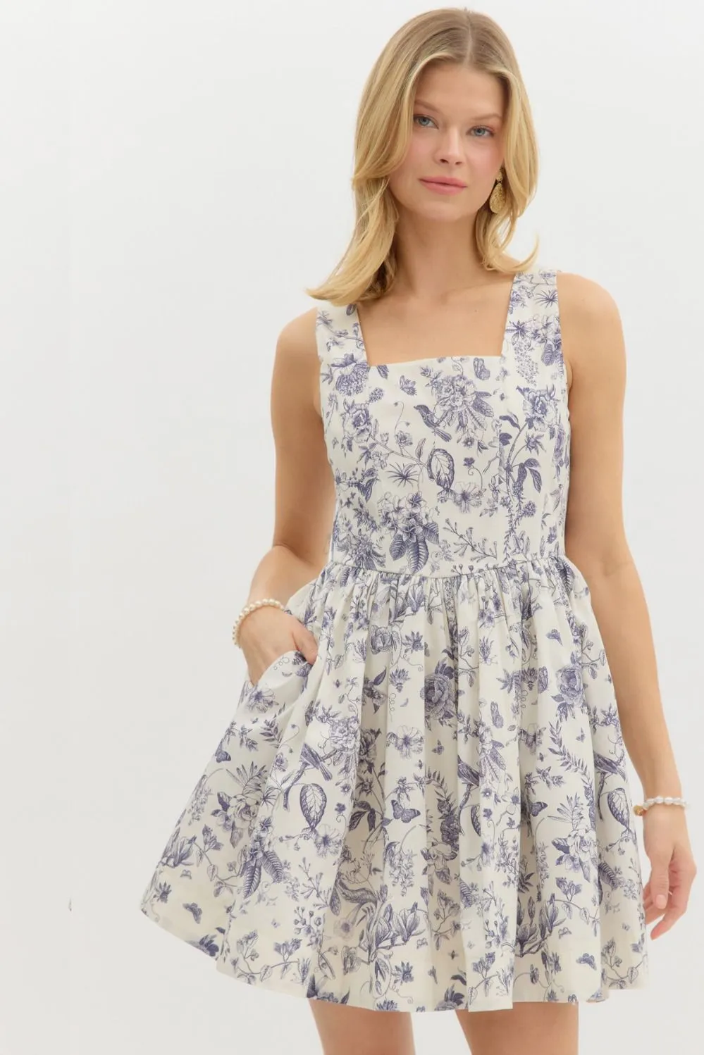 Skye Floral Corset Mini Dress, Blue Grey sold by North & Main Clothing Company