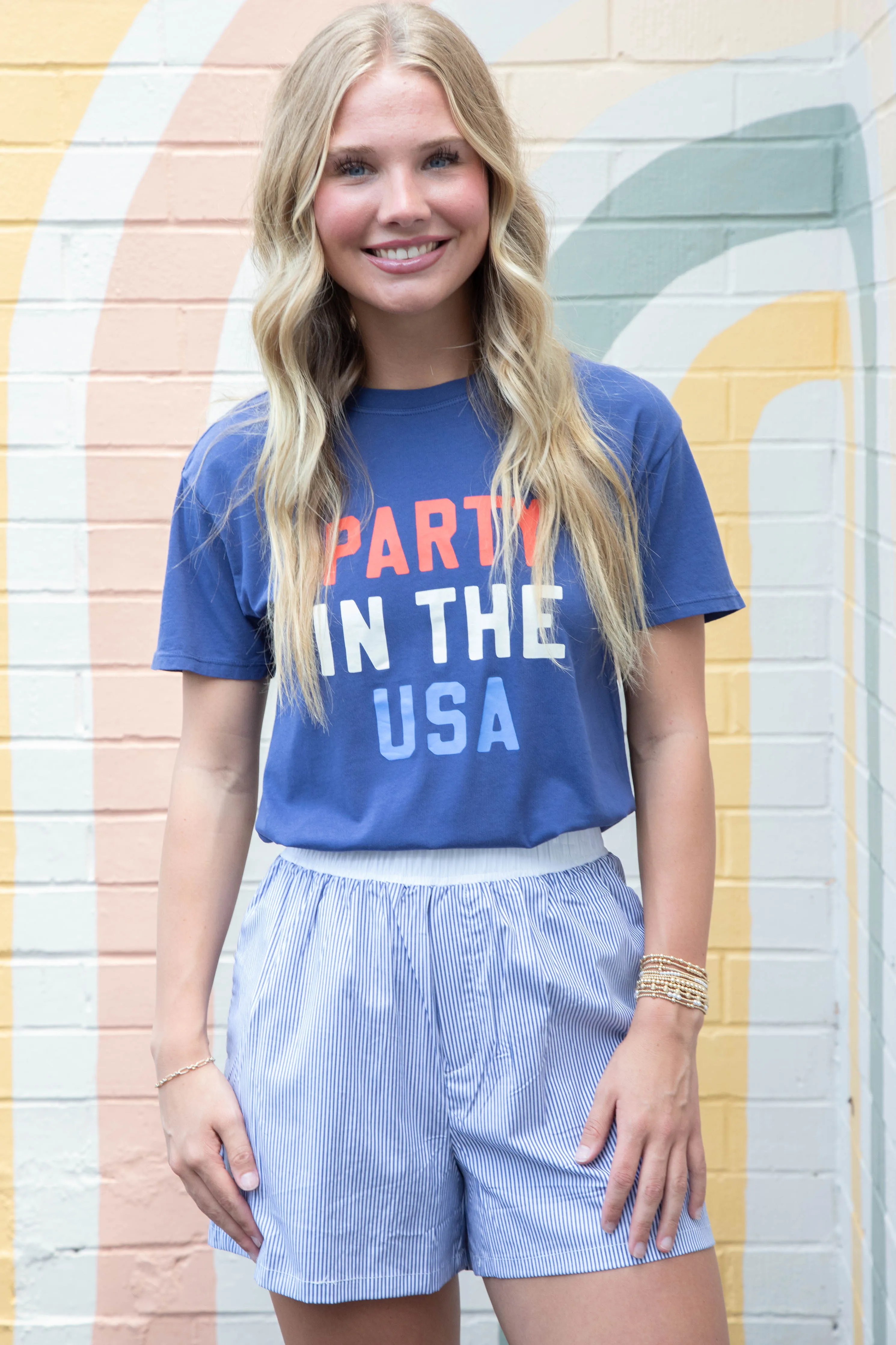 Party in the USA Boyfriend Tee, Yacht Blue | Z Supply sold by North & Main Clothing Company product image thumbnail 3