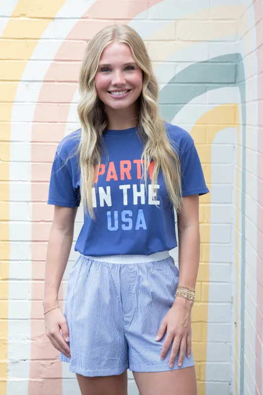 Party in the USA Boyfriend Tee, Yacht Blue | Z Supply sold by North & Main Clothing Company