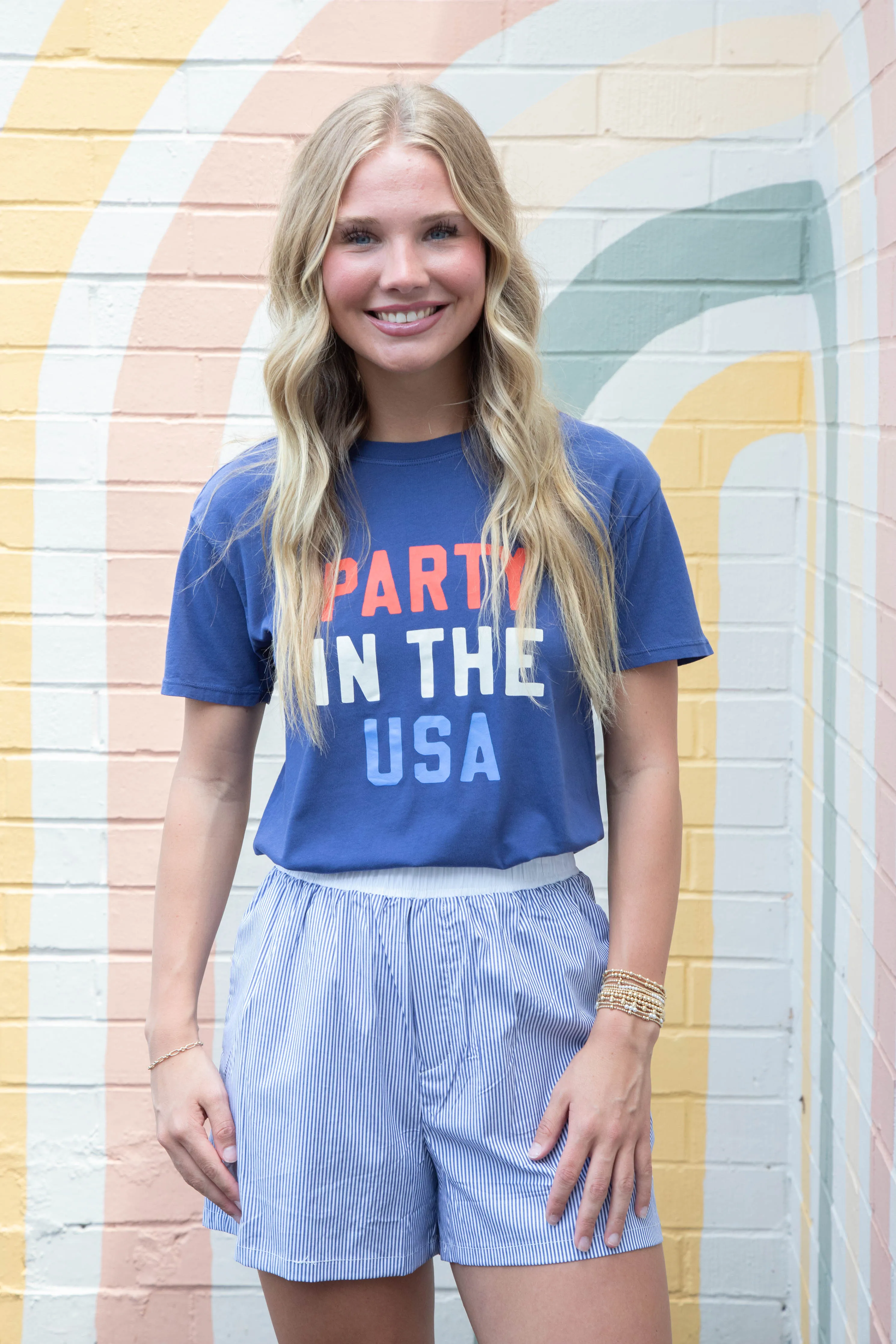 Party in the USA Boyfriend Tee, Yacht Blue | Z Supply sold by North & Main Clothing Company