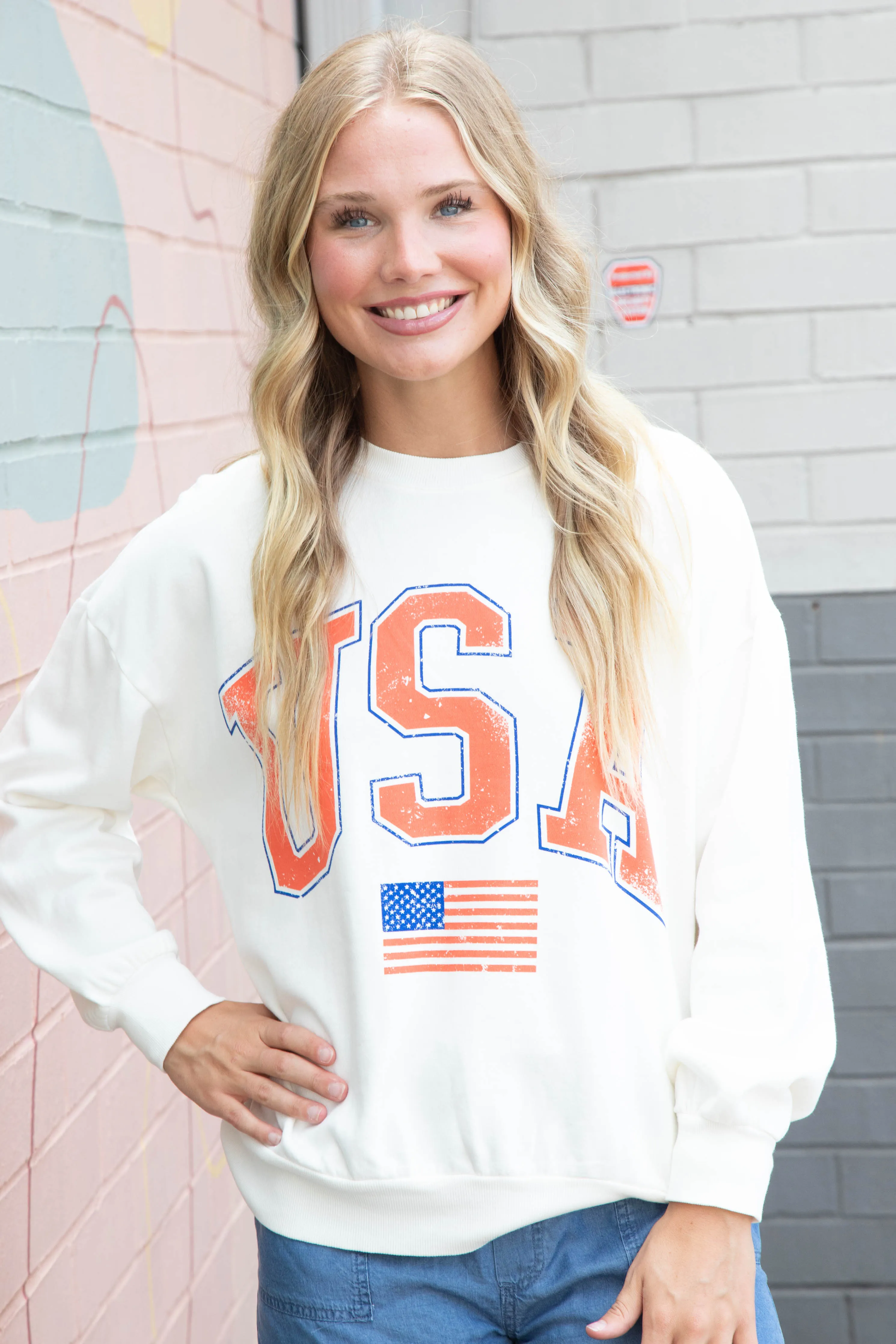Flag Sunday Sweatshirt, Sea Salt | Z Supply sold by North & Main Clothing Company product image thumbnail 3