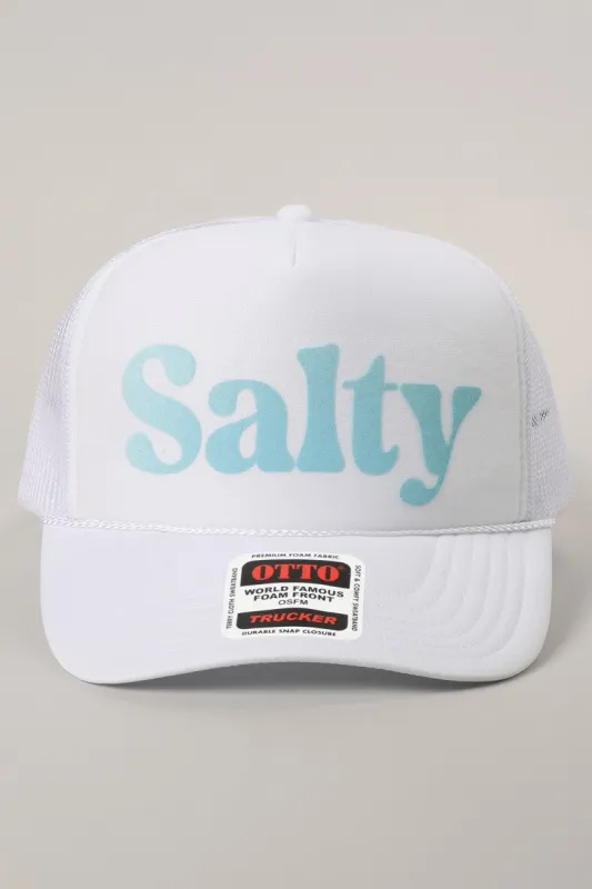 Salty Printed Foam Trucker Hat, White sold by North & Main Clothing Company