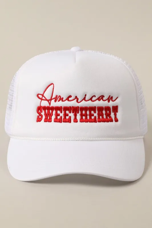 American Sweetheart Foam Trucker Hat, White/Red sold by North & Main Clothing Company