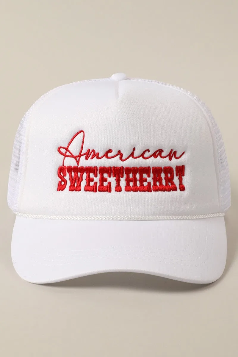 American Sweetheart Foam Trucker Hat, White/Red sold by North & Main Clothing Company