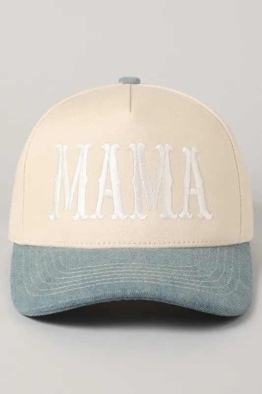 Mama Embroidery Trucker Hat, Denim sold by North & Main Clothing Company