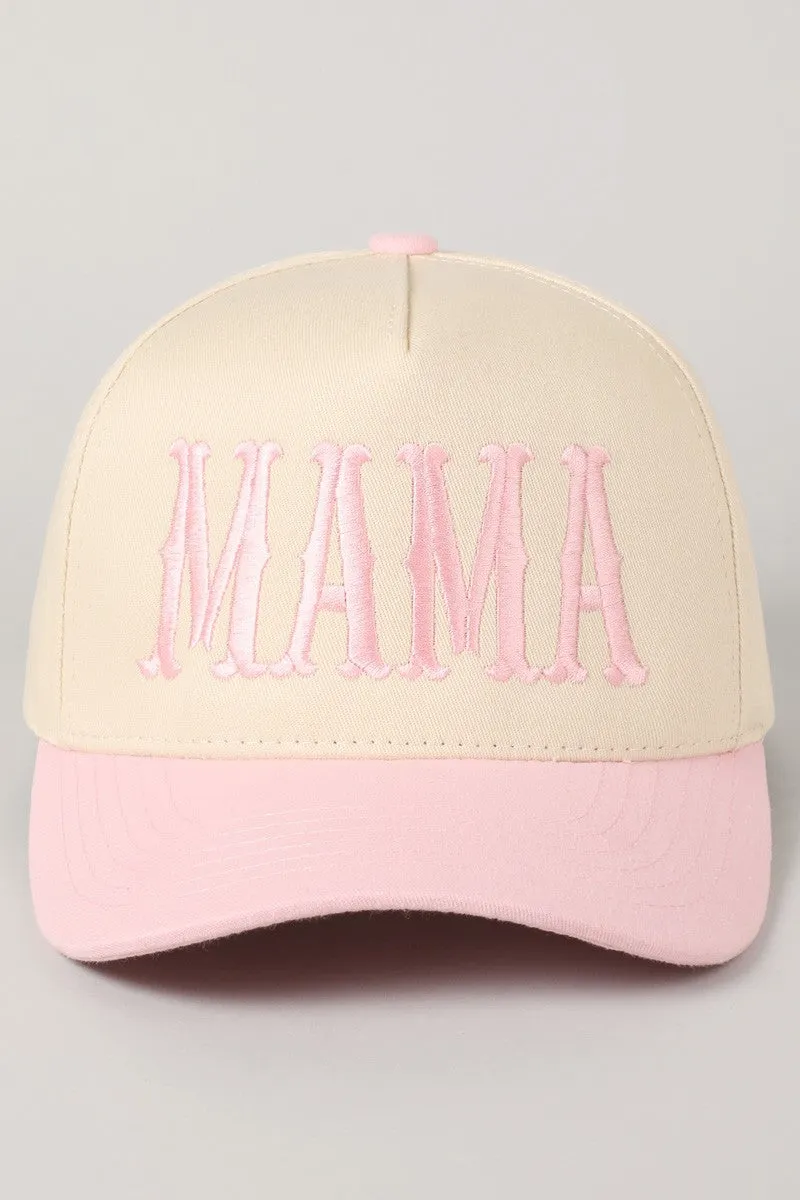 Mama Embroidery Trucker Hat, Light Pink sold by North & Main Clothing Company