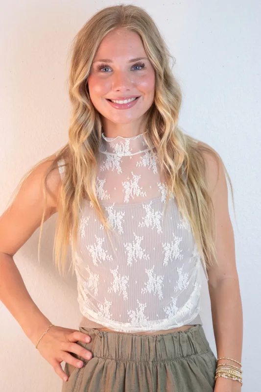 Lace Nice Try Muscle Tank, Evening Creme | Free People sold by North & Main Clothing Company