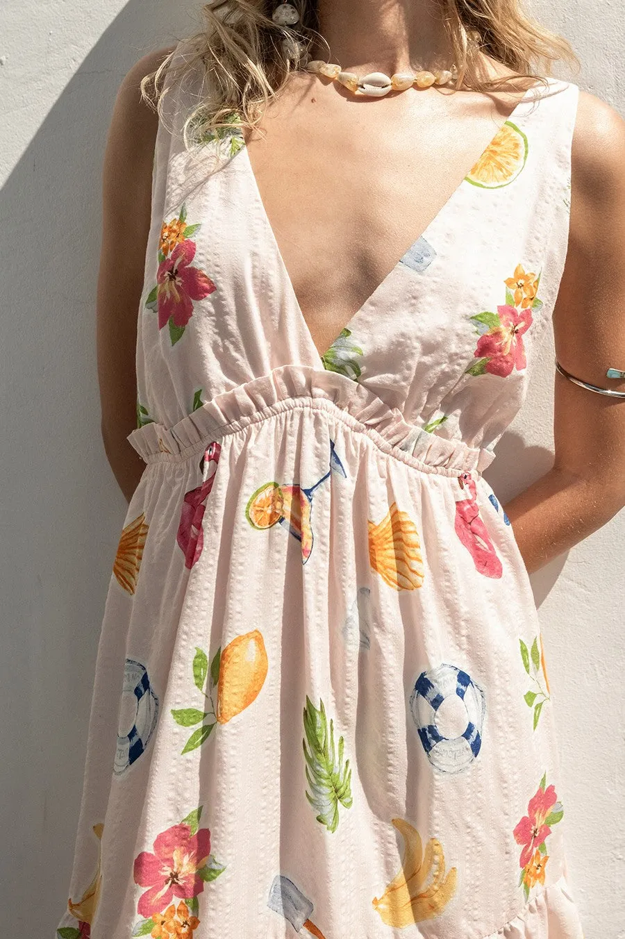 Marceline Summer Printed Surplice Neck Dress, Light Pink sold by North & Main Clothing Company product image thumbnail 4