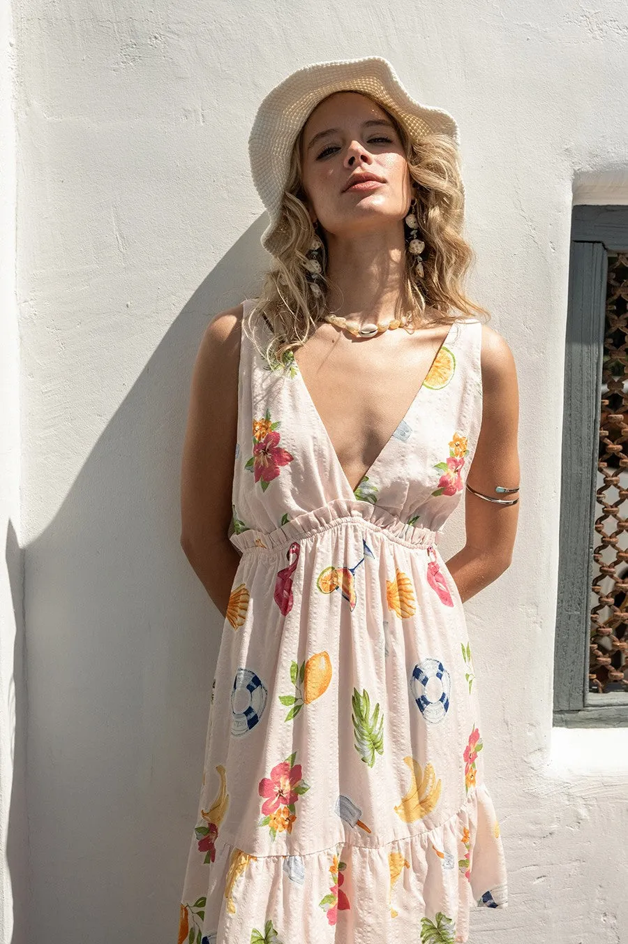 Marceline Summer Printed Surplice Neck Dress, Light Pink sold by North & Main Clothing Company product image thumbnail 5