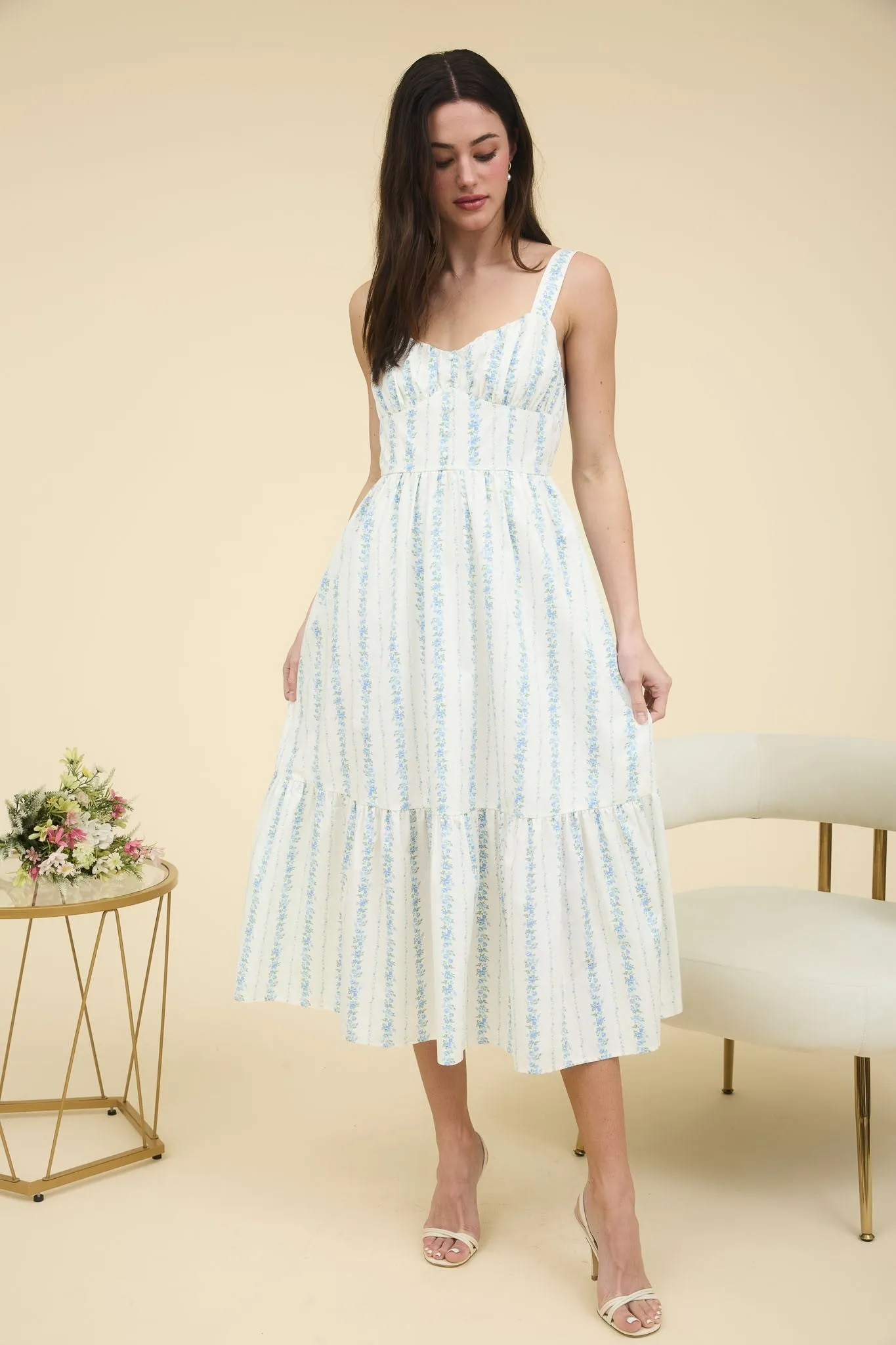 Beatrice Floral Stripe Midi Dress, Blue Multi sold by North & Main Clothing Company product image thumbnail 5