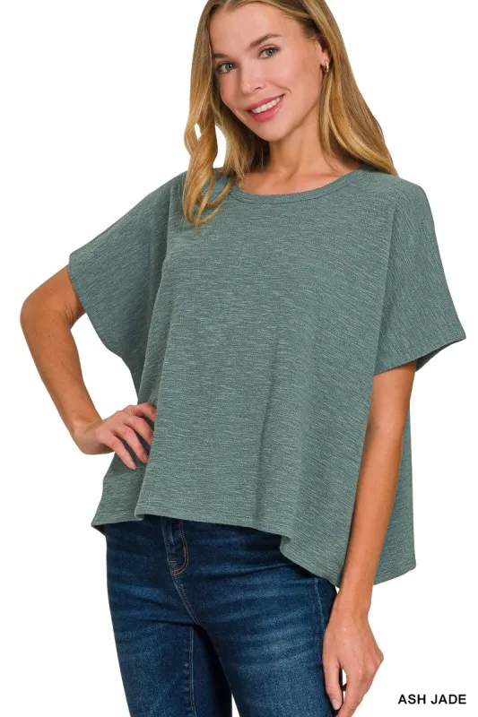 Jessica Cotton Slub Oversized Tee, Ash Jade sold by North & Main Clothing Company